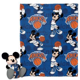 Knicks OFFICIAL NBA & Disney's Mickey Mouse Character Hugger Pillow & Silk Touch Throw Set; 40" x 50"