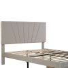 Queen Size Storage Bed Velvet Upholstered Platform Bed with a Big Drawer - Beige