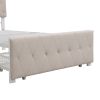 Twin Size Storage Bed Metal Platform Bed with a Big Drawer - Beige