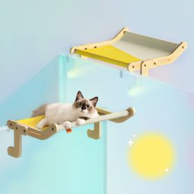 Mewoofun Cat Window Perch 4 Color Wooden Assembly Hanging Bed Cotton Canvas Easy Washable Multi-Ply Plywood New Dropshipping (Color: yellow)