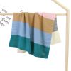 Kids Logo Patched Design Colorful Contrast Pattern Knittted Blanket